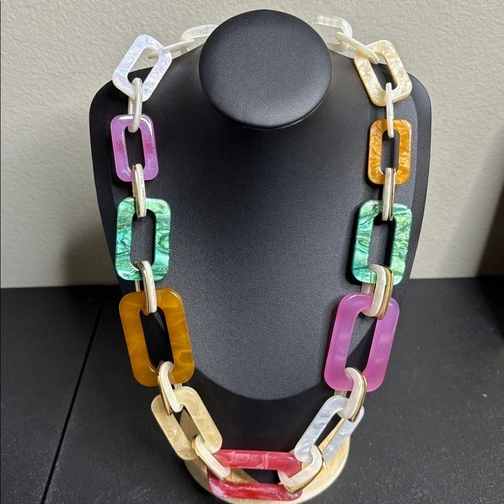 Vintage Rush by Denis and Charles Lucite Multicolored Chain Link Necklace